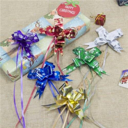 Decorations Wrap WATERPROOF Wedding Car Gift 23mm 10 Pull Bows Colorful snowflakes Ribbon Florist