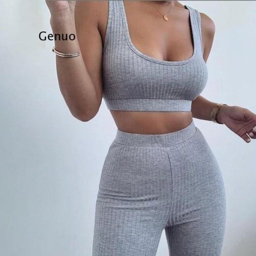 Women Fitness Tracksuit 2 Pieces Set Slim Crop Top + Padded Sporting Leggings Active Wear Outfits Skinny Stretch Outwear