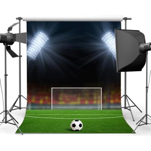 Football Field Backdrop Stadium Stage Lights Crowd Bokeh Green Grass Meadow Sports Match School Game Photography Background