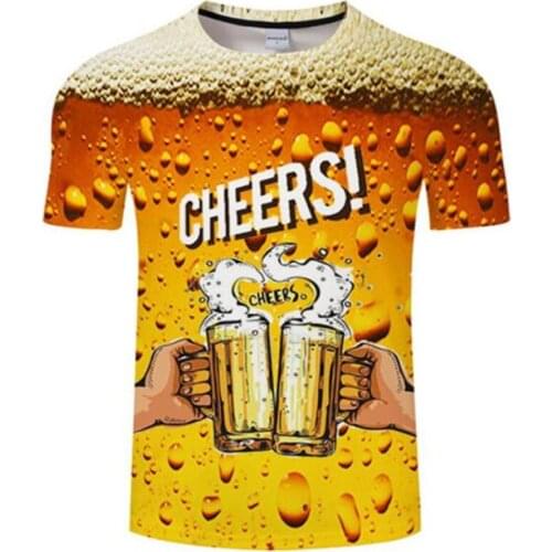 Mens 3D T-shirt Summer Short-sleeved Beer Bubble Spain Oktoberfest Parent-child Shirt T-shirt Joke T-shirt 6xl