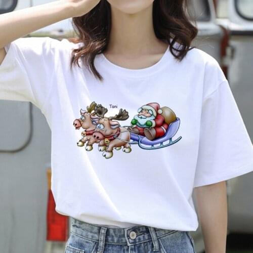 Graphic tees tops Christmas festival tshirts women funny t shirt O-neck T-shirt Vintage Vogue Ullzang Mujer_T-Shirt