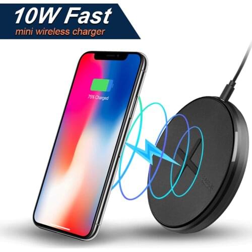NILLKIN Button 10W fast Qi Wireless Charger for Samsung Note 10/ S10/S8 Mini Wireless Charging Pad For iPhone X/8/XR For Mi 9