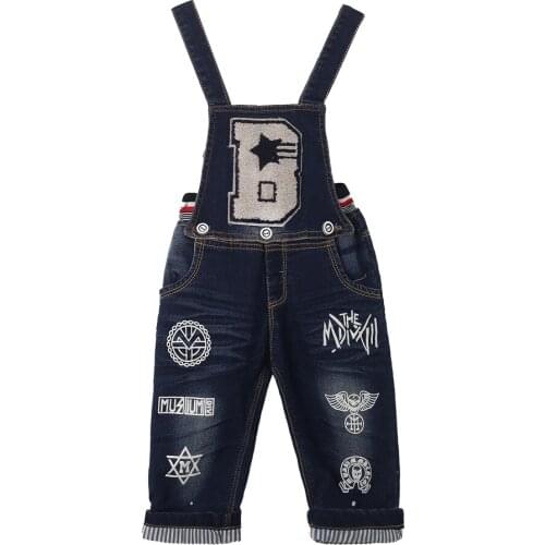 Autume 2021 Kid Adjustable Strap Girl Overall Jeans Long Pants with Stitched Letter Logo Size 3 5 7 years Old Cute