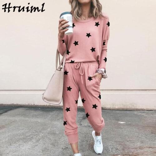 Two Piece Set Women Long Sleeve Top&Long Pant Casual Two Piece Set Print Elegant Sport Plus Size 2 Piece Set Women Homewear