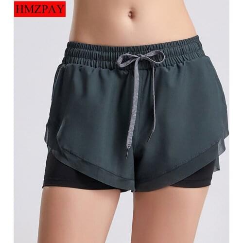 Summer Street Running Shorts Women 2 In 1 Marathon Quick Dry Shorts Gym Fitness Loose Sport Shorts Breathable Yoga Shorts