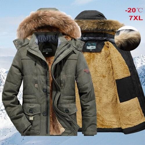 Men Winter Hooded Jacket Parkas Male Coat Fur Collar Fashion Thicken Warm Jackets Casual High Quality Large Size 7XL Mens Coat
