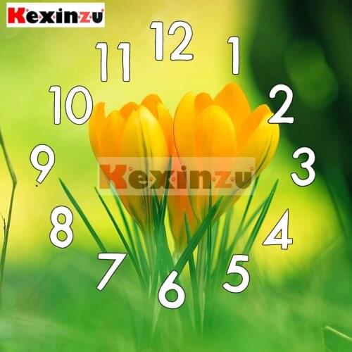 Full Square Round 5D Diamond Painting Kit With Clock Mechanism Cross stitch Diamond Embroidery Mosaic Yellow Flower Gift