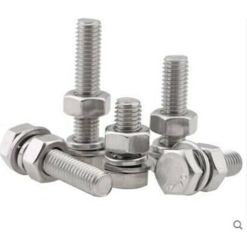 M6M8 304 Stainless Steel Outer Hexagon screw Nuts Flat/Spring pad Connecting Set