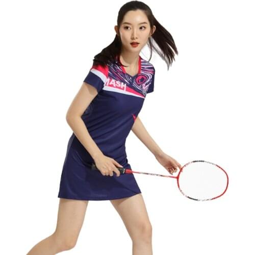 New Badminton Dress Sports Tennis Training Dress Women Quick Dry Summer Suit Sportswear Short-sleeved Top with Safety Shorts