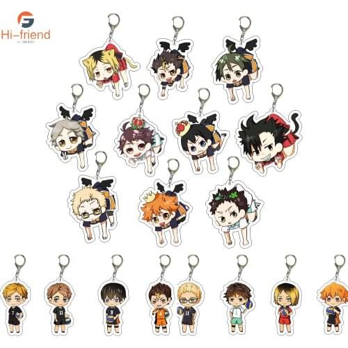 Wholesale Haikyuu Keychain Man Key Chain Bags Women Acrylic Key Ring Chain for Pants Kids Pendant Fashion Jewelry