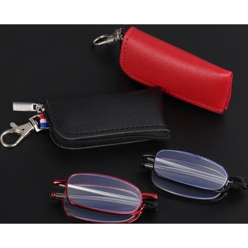 Portable Mini Reading Glasses Blue Light Blocking Presbyopia Eyeglasses for Women Men Anti Eyestrain Folding Glasses with Case