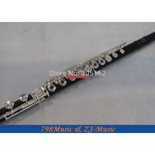 PROFESSIONAL Ebony Wood Grenadilla Flute-B foot-Open Hole-Split-E-Inline-G-Silver Plated-American Headjoint-NO.2
