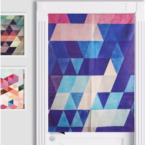 Retro Geometric Door Curtain Linen Tapestry Study Home Decor Bedroom Kitchen Curtains Customize/85x120cm/85x90cm