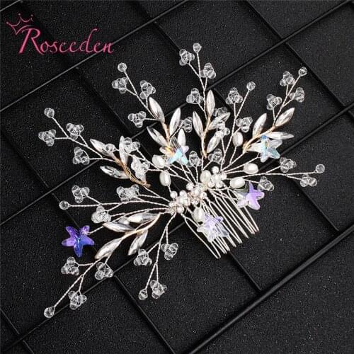 Bridal Hair Comb Star-ship Rhinestones Wedding Hair Accessories Women Girls Headpiece Hair Vine Party Hair Jewelry RE3442