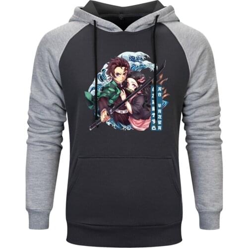 Anime Cartoon Mens Raglan Hooded Harajuku Long Sleeve Sweatshirt Hoodie Standard Hipster Pullovers Tops Retro Tracksuits Homme