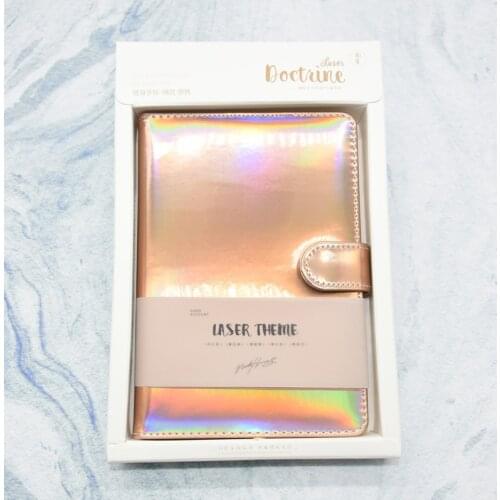 1pcs high quality laser leather notepad pink kawaii office record notebook gift soft cover creative