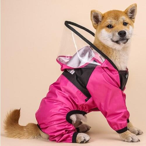 XS-4XL Dog Raincoat for Small Medium Large Dogs Waterproof Pet Hooded Jumpsuit Big Dog Rain Jacket Coat Labrador Overalls