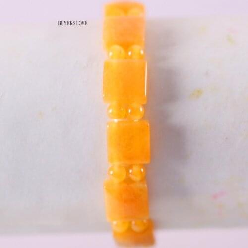 BUYERSHOME Hot Jewelry Stretch Bracelet 7" For Women 10MM Natural Beads Yellow Stone H455