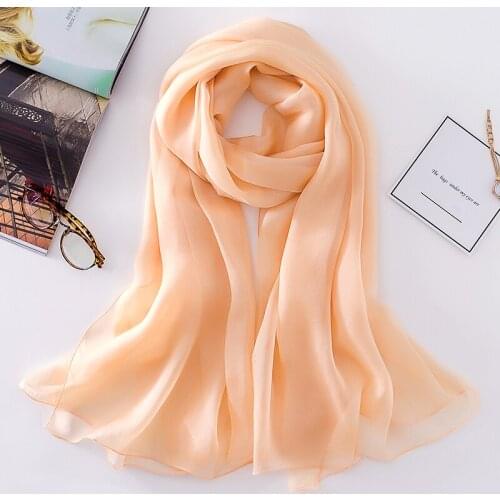 Hangzhou silk pure color 2019 new fabric thin silk scarves women mulberry silk silk scarves long age season joker