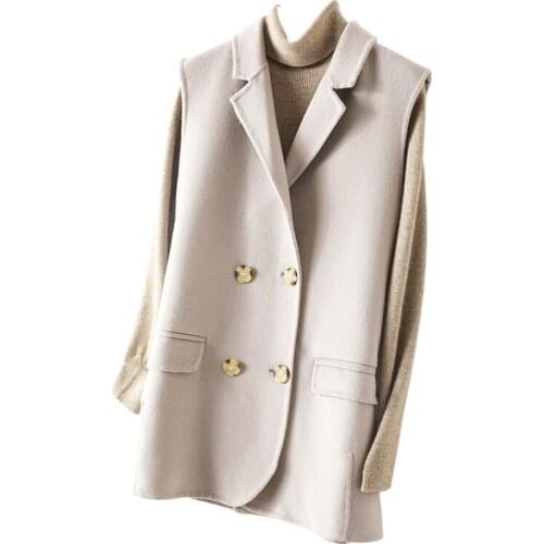 Winter Autumn Women High Quality Pure Cashmere Female Comfortable Warm Casual Outerwear Solid Color Sleeveless Vest Coat