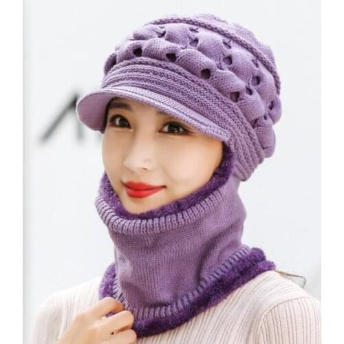 2021 Winter Womens Warm Beanies Plus Velvet Thicken Thermal Knitted Woolen Hats Cold Proof Ski Cap Sports Caps Women Winter Hat