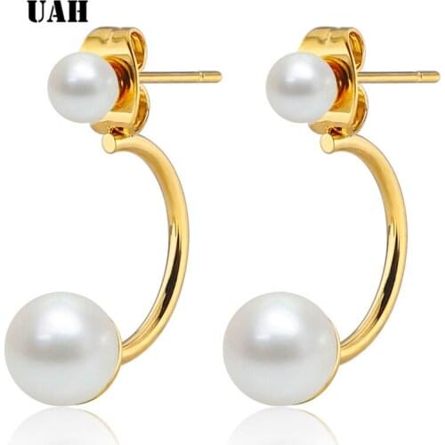 UAH 1pairs White Simulated Pearl Earrings Set For Women Jewelry On Ear Ball Stud Earrings kit Bijouteria brincos Bijoux