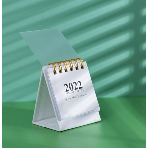 1 PC Oct. 2021 to Dec. 2022 Mini PVC Cover Standing Flip Table Calendar for School Home Office Schedule Planner Organizer