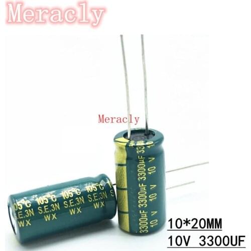 10pcs 10V 3300UF Wholesale aluminum electrolytic capacitors 20% high frequency and low resistance, good quality