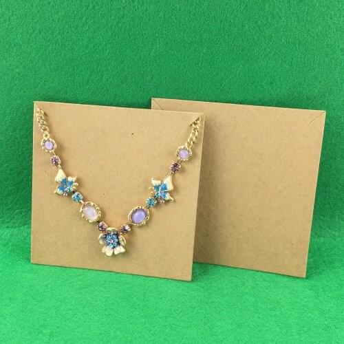 100PCS 10*10cm Kraft Necklace Cards PaperJewelry Card Vintage Classic Necklace Displays Cards Custom Logo Need AddExtra Cost