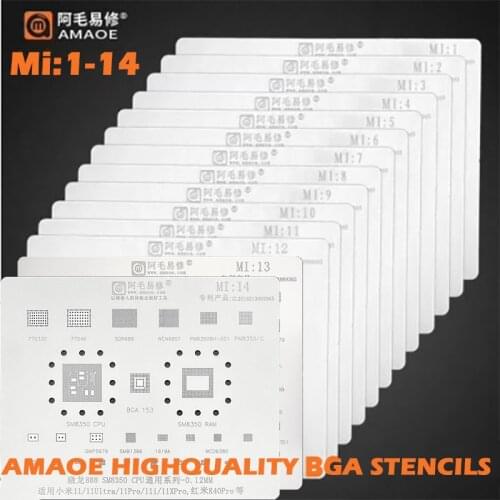 14pcs/lot For xiaomi Redmi phone CPU RAM PMIC AUDIO WIFI power charger IC Chip BGA Reballing Stencil Solder BGA Heating Template