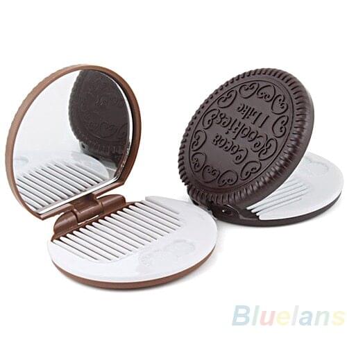 2019 New Mirror Makeup Fashion Cute Cookie Shaped Design Mirror Make Up Chocolate Comb Beauty Tool 00BX 5WRM 7H24