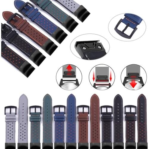 26 22MM Watchband Straps for Garmin Fenix 5 5X Plus 3 HR Fenix 6X 6 Pro 945 935 Watch Genuine Leather Quick Release Wrist Band