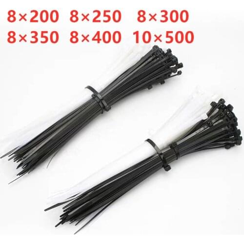 30pcs/bag 8×250/300/350/400 cable tie Self-locking plastic nylon tie White/black Organiser Fasten Cable Wire Cable Zip Ties