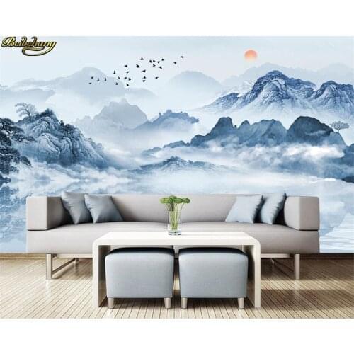 Beibehang Customized 3d wallpaper mural Chinese style artistic landscape ink landscape wall decoration painting papel de parede