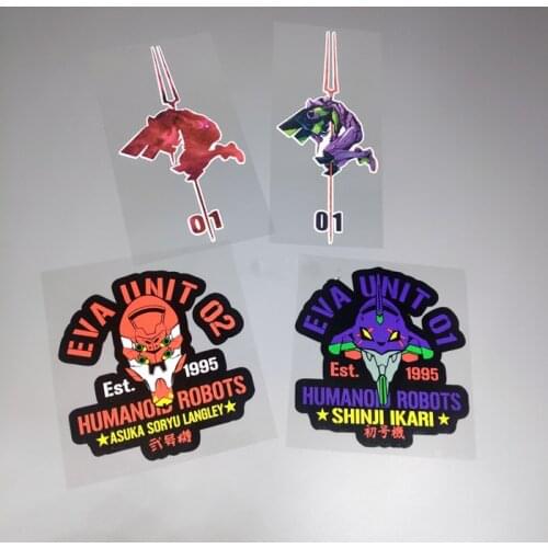 4PCS Car Stickers Decorate Computer Case Auto Fuel Tank Decals for Anime Cartoon Two-dimensional EVA New Genesis Longkinus Guns