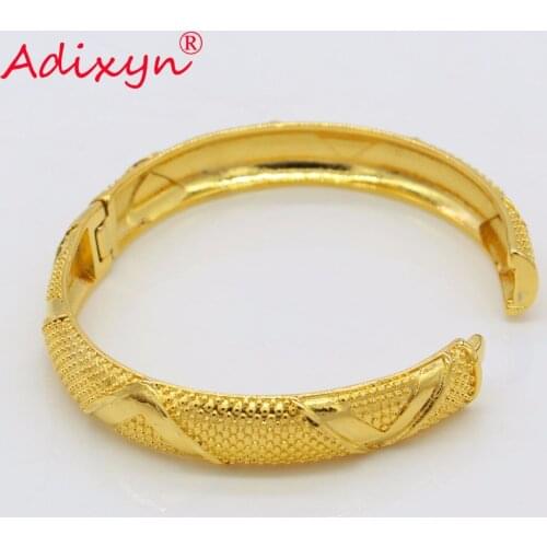 Adixyn Dubai Wedding (Can Open) Bangle Bracelets For Women African/Middle East/Arab Gold Color Jewelry Trendy Gifts N072407