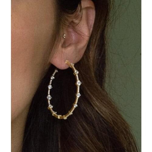 60mm big cz circle hoop earring big luxury european women fashion jewelry