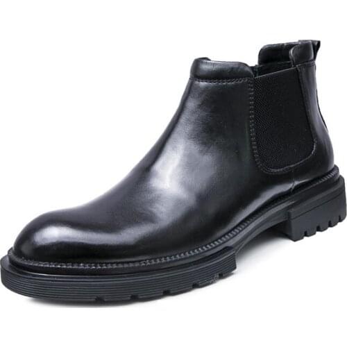 New style Autumn and winter mens shoes genuine leather pointed toe classics ankle men boots slip on chelsea boots