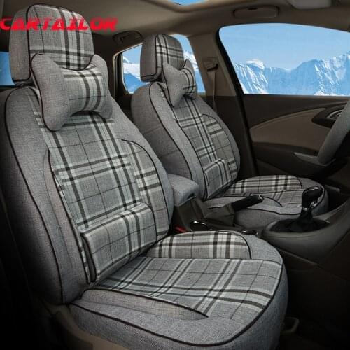 CARTAILOR Seat Covers Linen Cloth Custom for Volvo XC70 Interior Accessories Car Seat Cover Airbag Compatible Custom Car Cushion