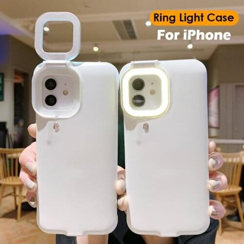 For iPhone 12 Pro Max Fill Light Case 11 Pro Max Selfie Ring Light Cover For iPhone X XS XR 12 Pro 6S 7 8 Plus Flash Case Cover