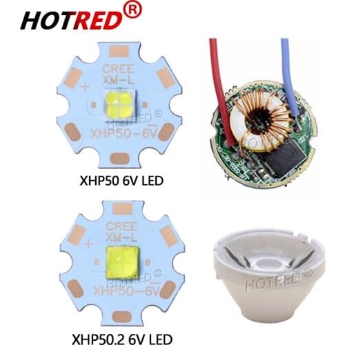 CREE XHP50 XHP-50.2 Cold White 6500K 6V 18W LED Beads Chip Input 12V Driver SMD5050 10 Dgeree Lens DIY Flashlight SpotLight Part