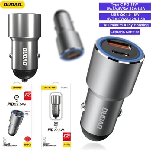 DUDAO PD Car Charger USB C 18W Quick Charge 3.0 QC3.USB Car Fast Charger