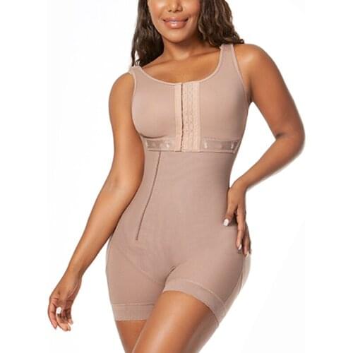 Copression Garment Side Zipper Tummy Control Hip Lift Lace Ajustable Shoulder Strap Bodysuit Butt LiFter