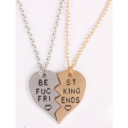 2 Piece Set Of Best Friend Necklace Fashion Men And Women Jewelry Bff Friendship Pendant Choker For Friends Birthday Gifts