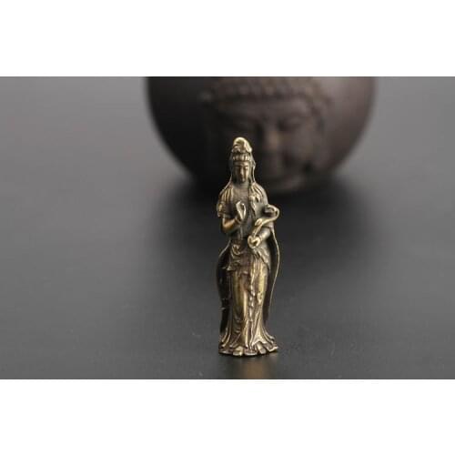Estatua de Bodhisattva Guanyin llavero de bronce colgante de coche colección de colgantes
