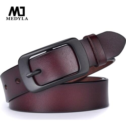 MEDYLA new fashion ladies belt natural leather noble black pin buckle belt for women soft without interlayer suit belt Dropship