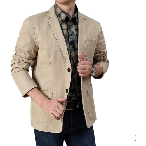Spring Autumn Blazer Jacket Men Casual Slim Fit Single Breasted Military Jacket Cotton Breathable Coat Men Large Size M-5XL