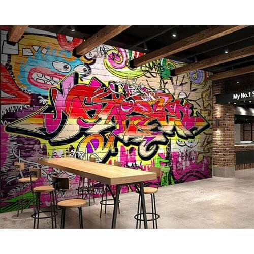 Custom Mural Wallpaper Scenery For Walls Street Graffiti Personality KTV Bar Background Wall 3D Room Decorative Wall Paper Mural