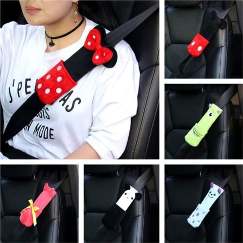 New Disney Mickey Minnie Cartoon Car Seat Belt Shoulder Pads Creative Cute Childrens Womens Auto Accessories Shoulder Pads