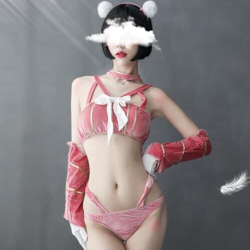 New Uniform Underwear Gold Velvet Sexy Breast-wrapped Cat Girl Cosplay with Waistless Cosplay Suit